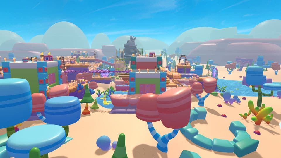 Adventure Land, rendered in the game: a big, bright adventure island in warm light.